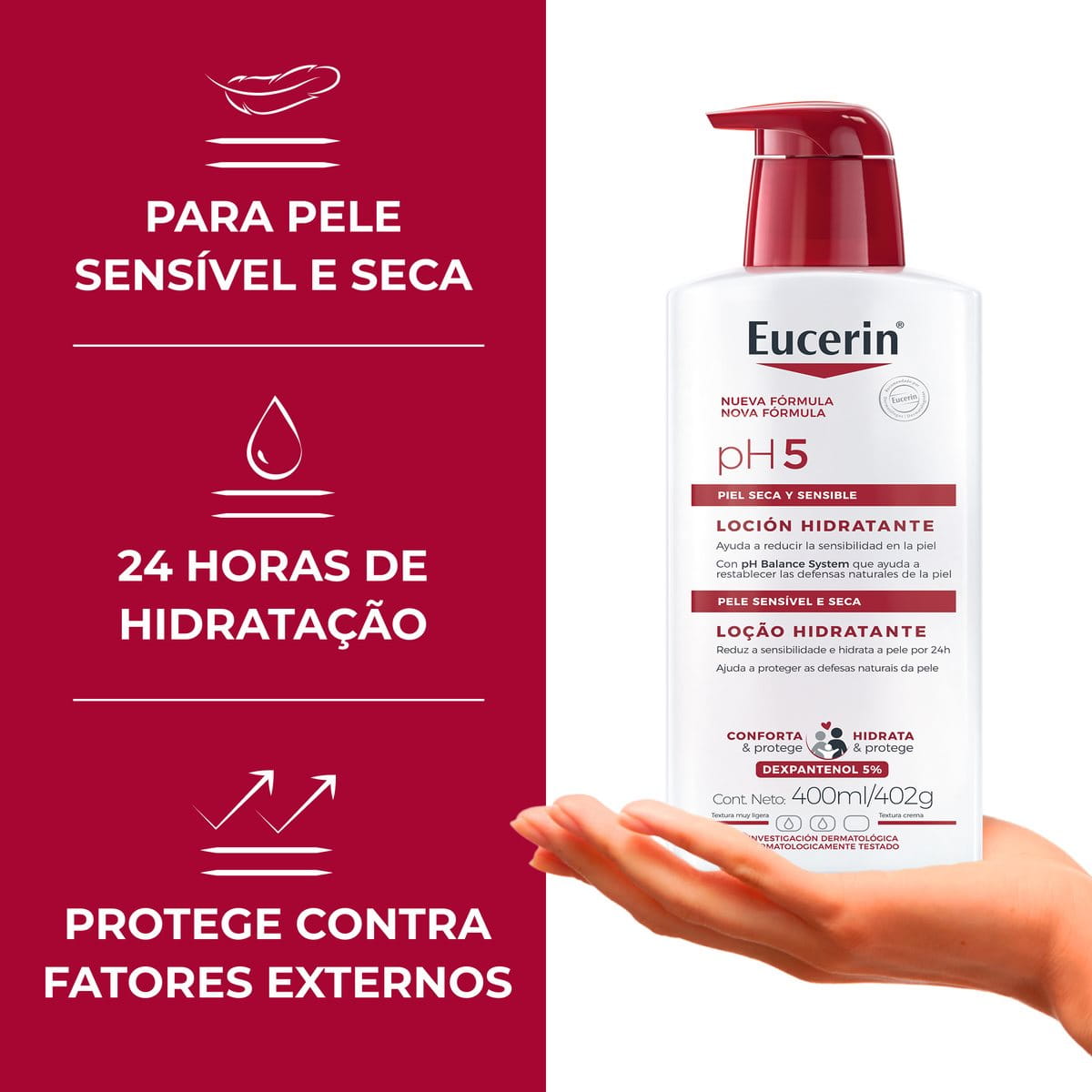 Loção Hidratante Eucerin pH5 400ml – pele sensível e seca